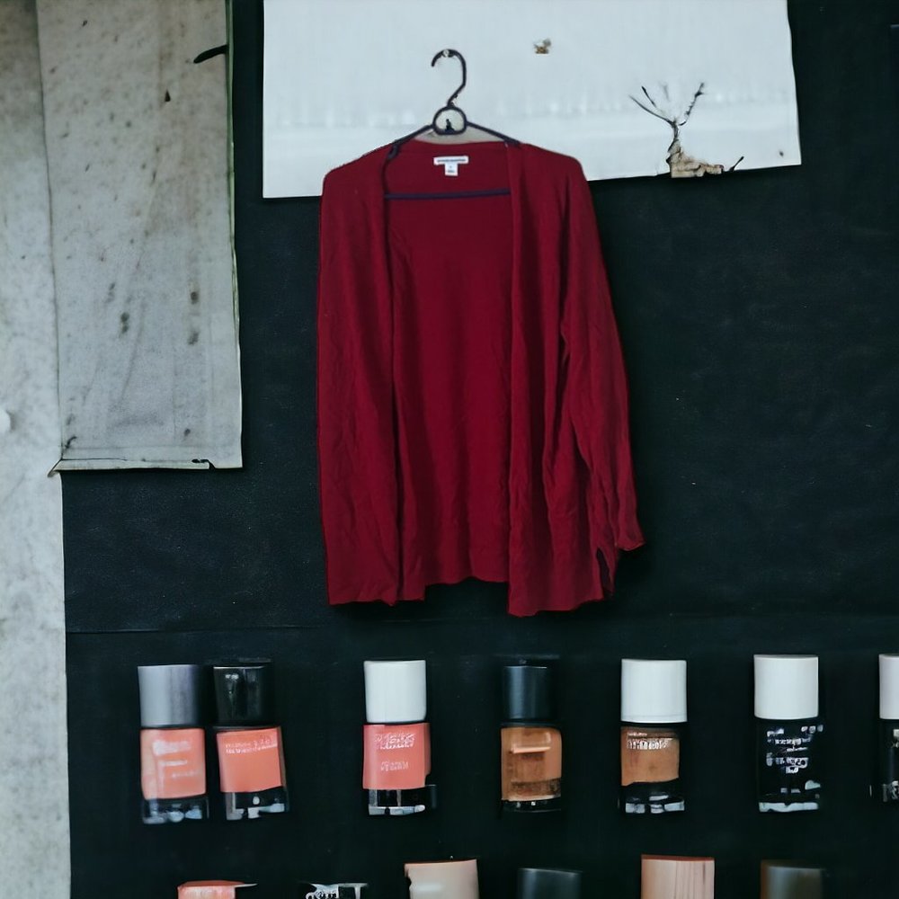 Amazon Essentials Red Cardigan - Size XL (55% Cotton, 25% Modal, 20% Polyester)